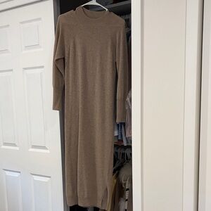 100% cashmere tan sweater dress